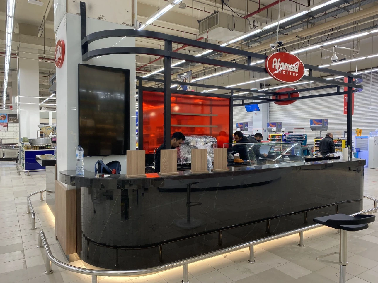 3. Al Ameed Coffee kiosk installation with black marble finish in City Mall