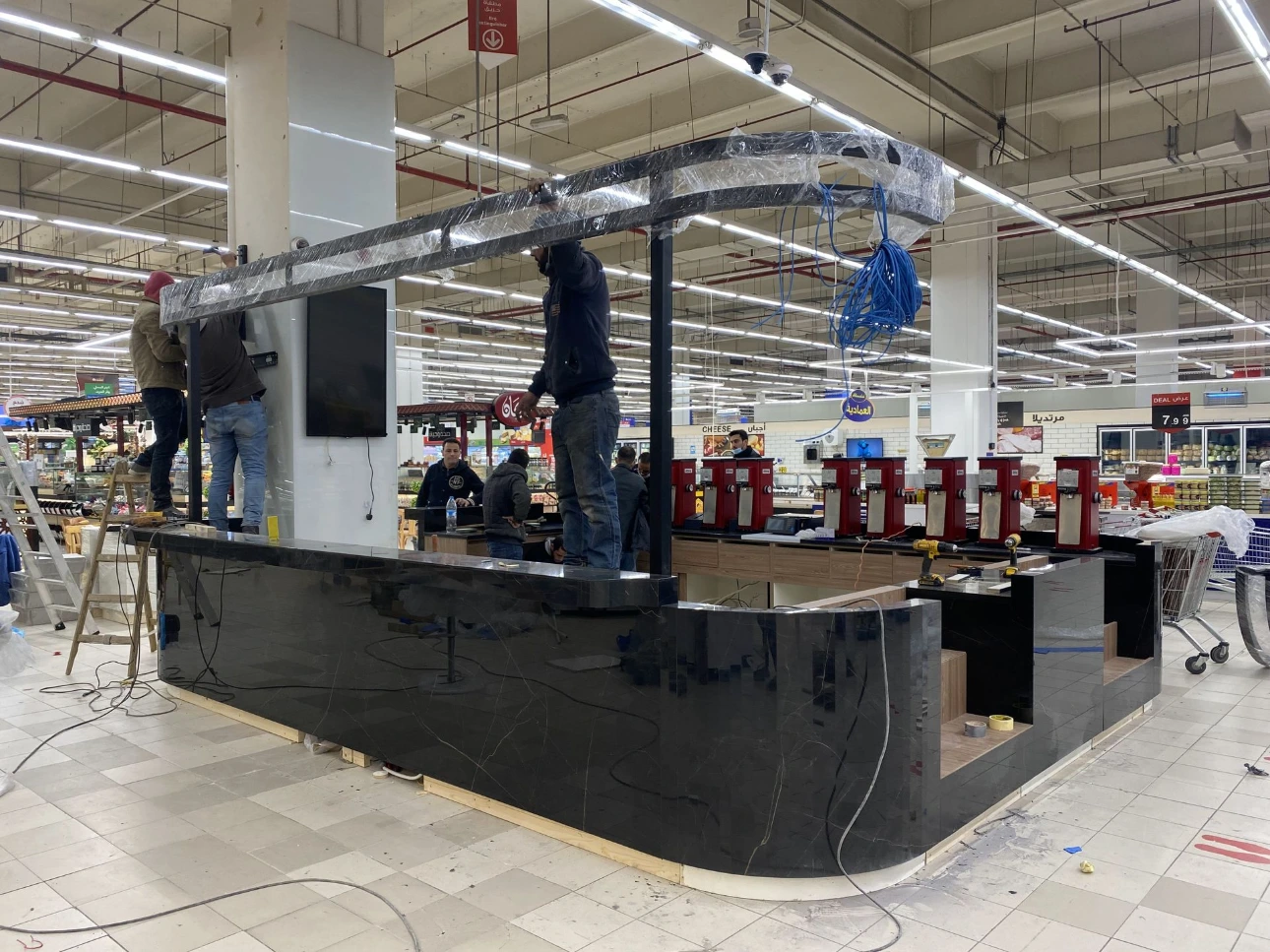 4. Retail coffee booth metal frame installation by Eagle Ports Amman