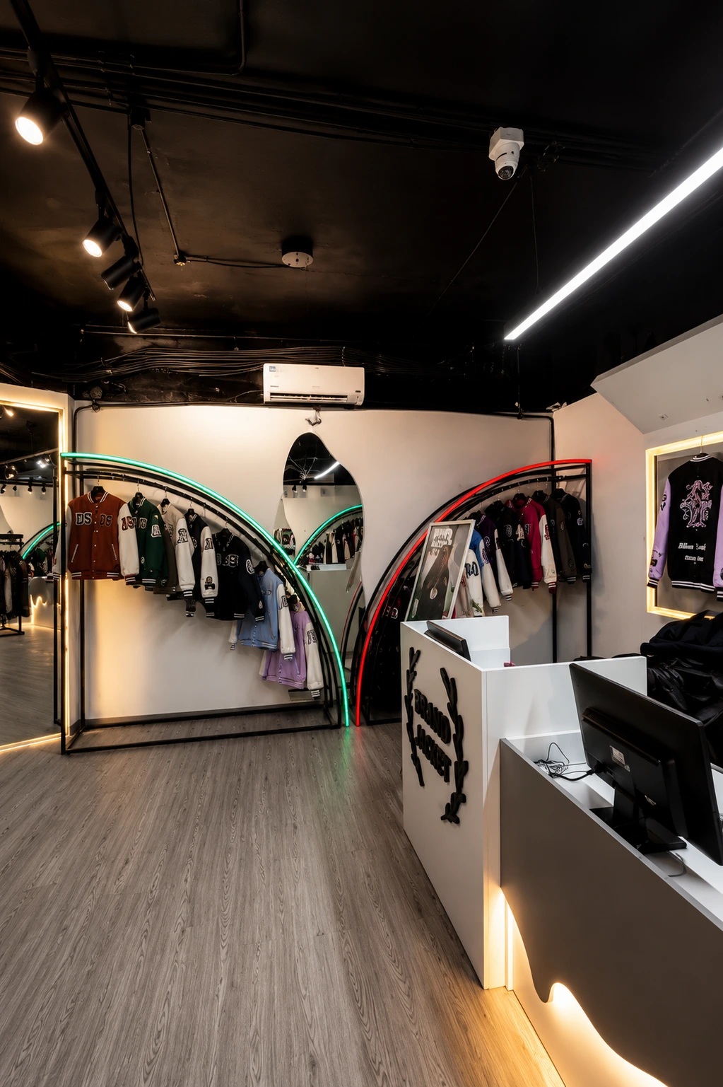 Fashion showroom design with colorful LED lighting in Amman