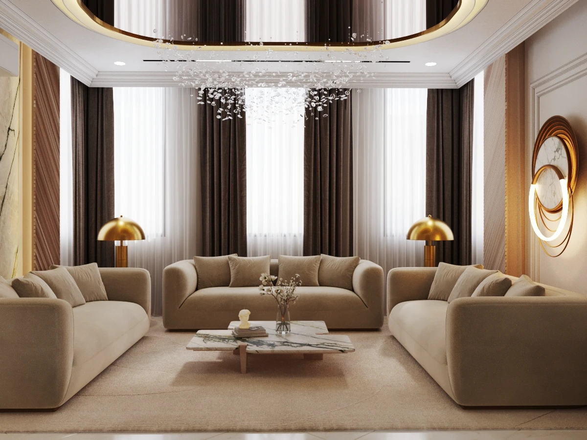 luxury villa living room design, modern villa interiors Dabouq, premium living spaces Jordan